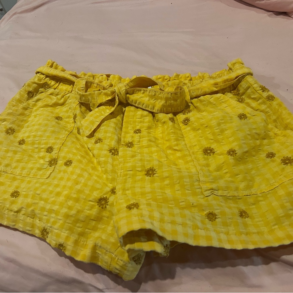 Time and Tru Yellow Floral High Waist Shorts